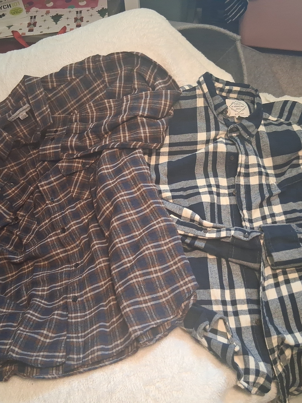 St. John's Bay Blue and White Plaid Button-Down Shirt Plus 1